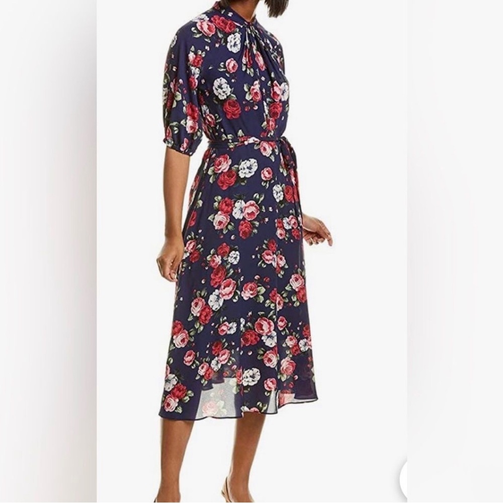 Donna Morgan Navy Floral Midi Dress